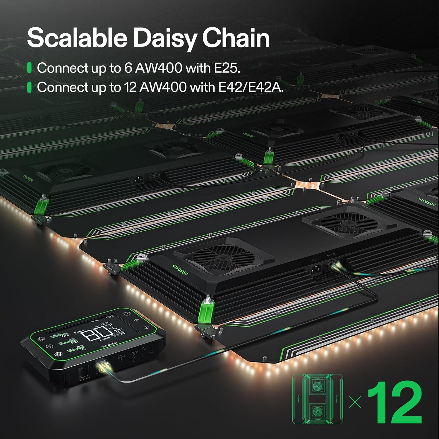 Thumbnail 5 de VIVOSUN AeroLight Wing AW400 con spettri sintonizzabili e ventola di circolazione integrata