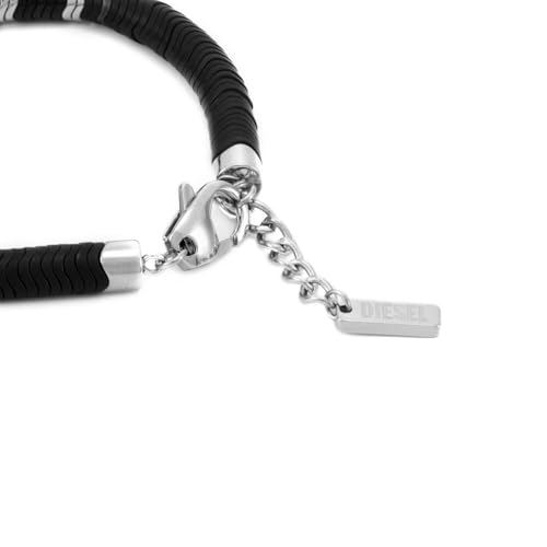 Thumbnail 3 de Diesel: Pulsera de hombre de cuentas semipreciosas con cierre de langosta en plata romana
