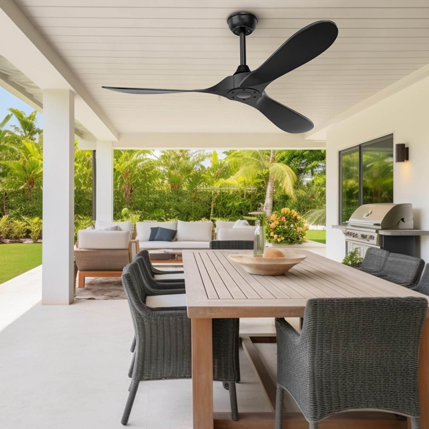Thumbnail 5 de Obabala Black Outdoor Ceiling Fan, 52-Inch with Remote, 3 Blades, DC Motor