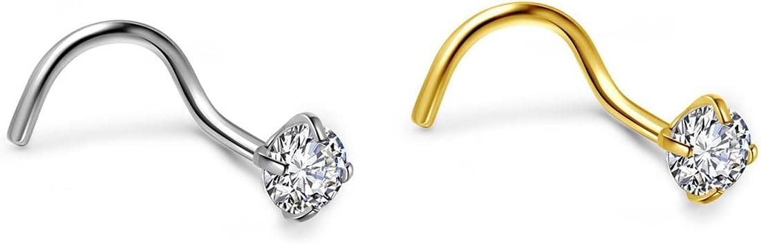 Detalle 2 de PiercingJ 2PCS anneau boucle de nez septum en acier inoxydable et zircon (3 mm)