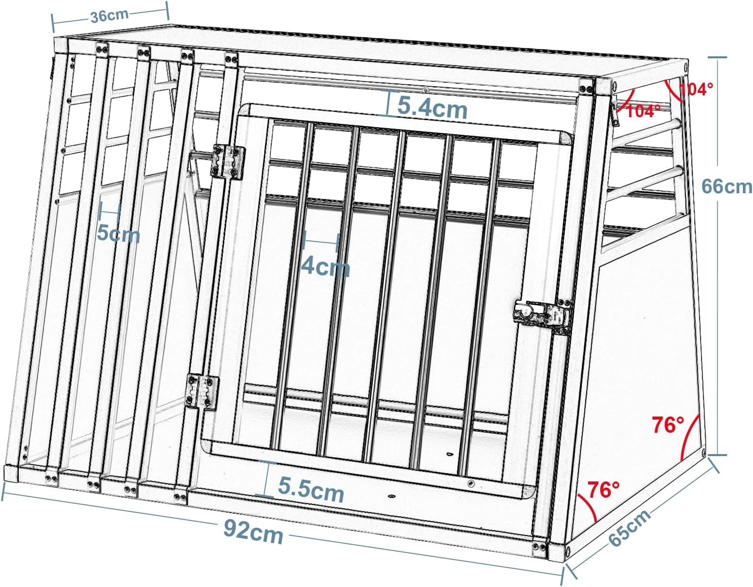 Detalle de EUGAD Hundebox 92×65×66 cm