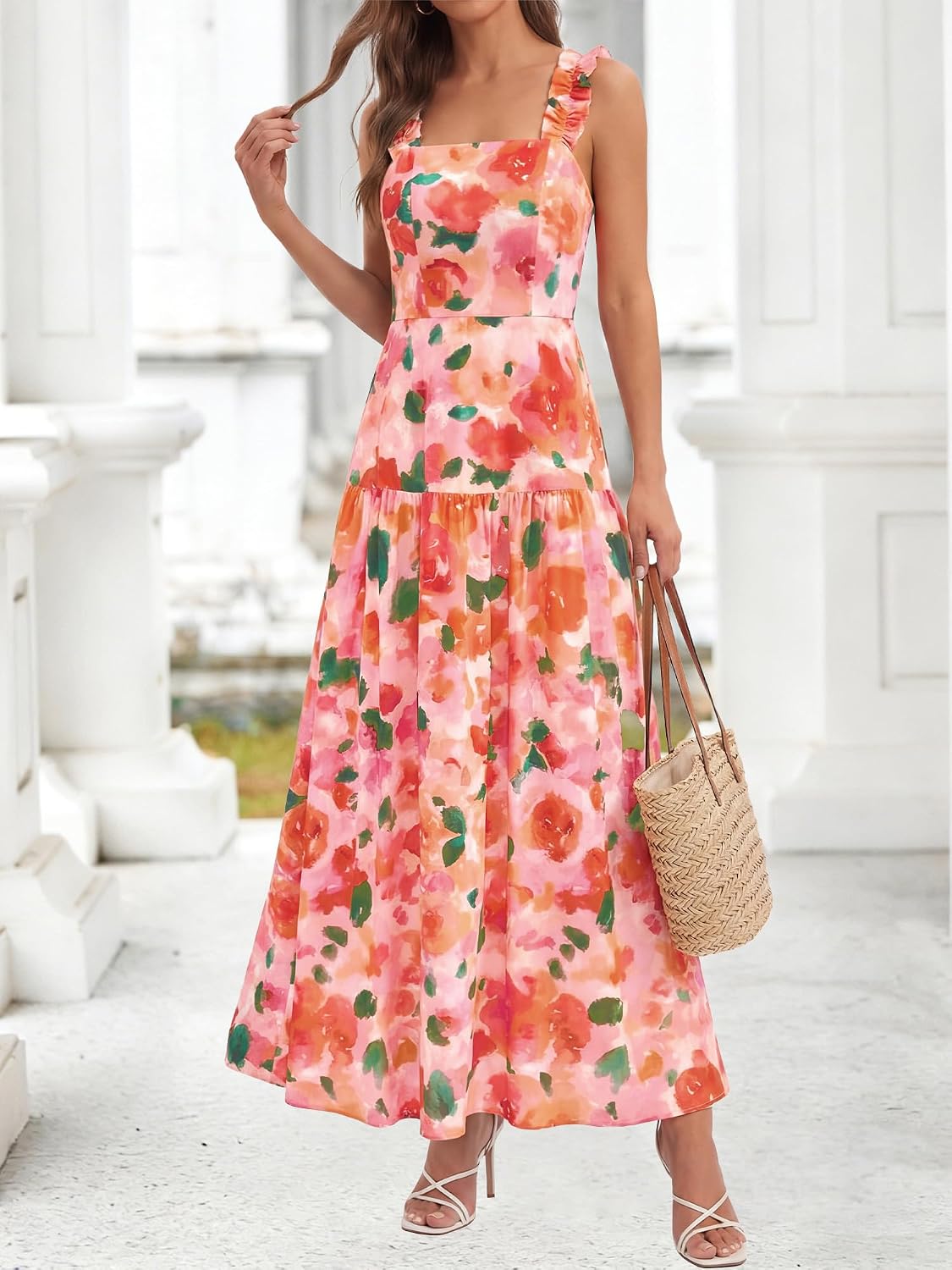 Thumbnail 3 de BTFBM Floral Smocked Maxi Dress for Women – Summer 2026