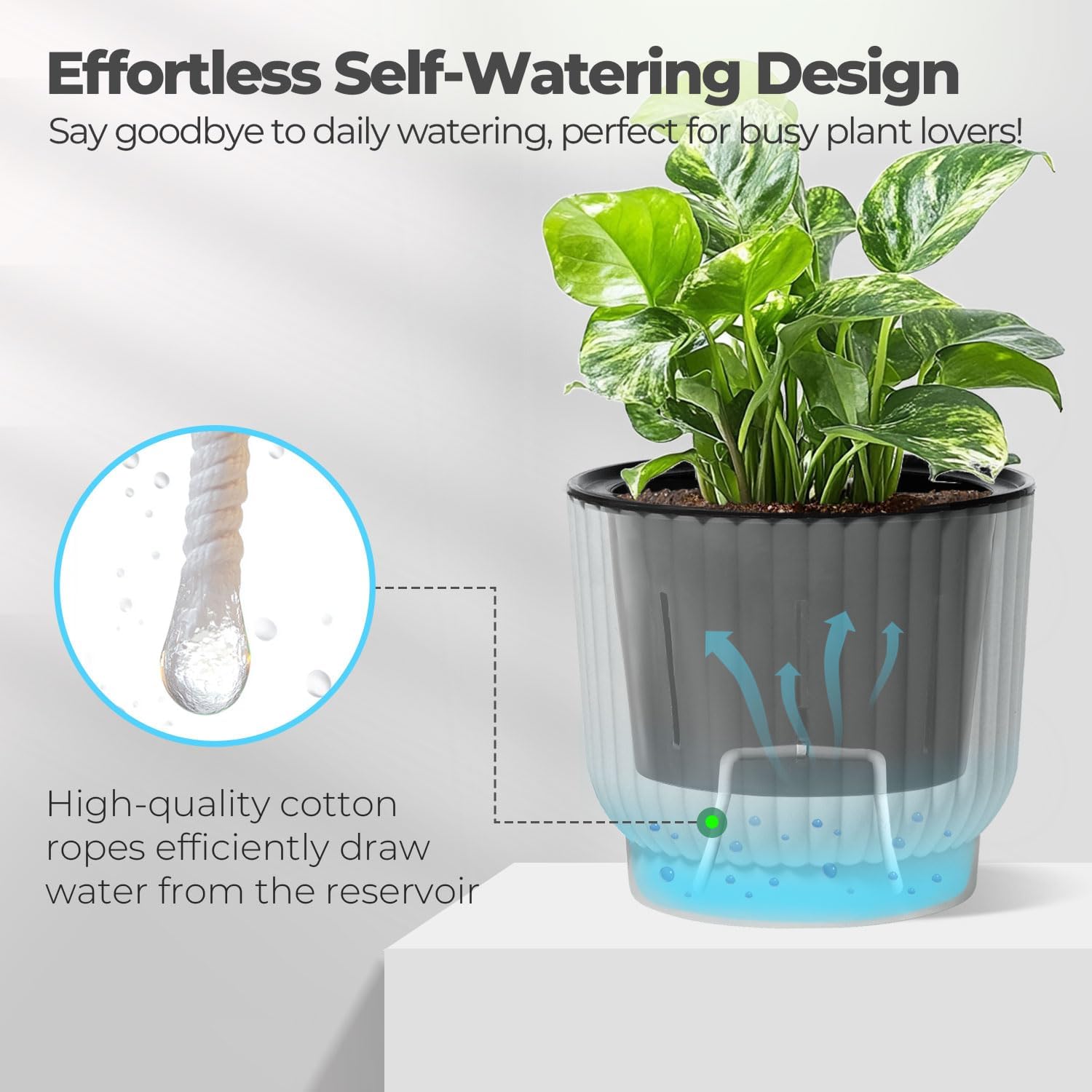 Detalle de T4U 15cm Self-Watering Plant Pots 6 Pack