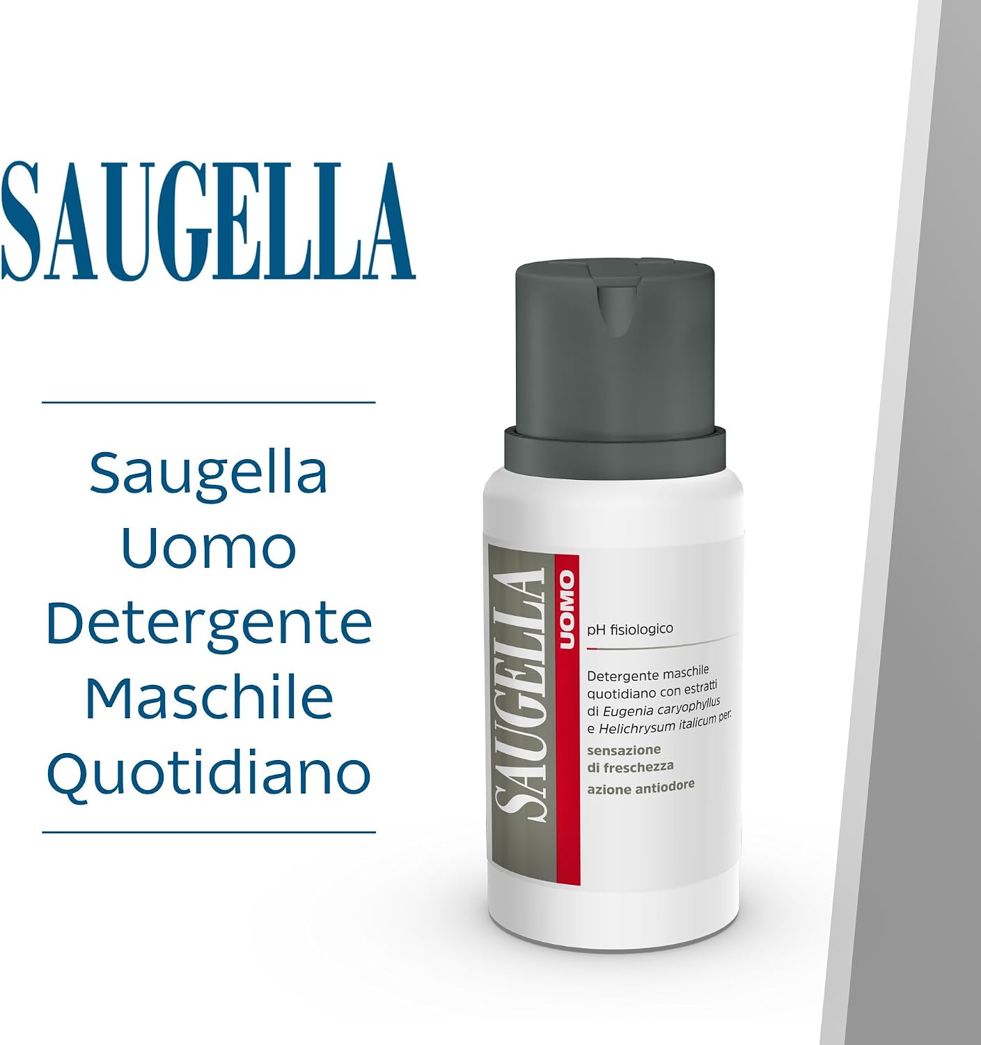 Detalle de Saugella Uomo Detergente Intimo e Corpo Rivitalizzante (200 ml) – ph fisiologico, con elicrisio e chiodi di garofano