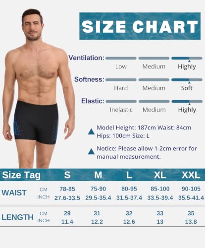 Thumbnail 6 de AMZSPORT Maillot de Bain Homme Short de Bain à Séchage Rapide, Patchwork Noir Bleu M