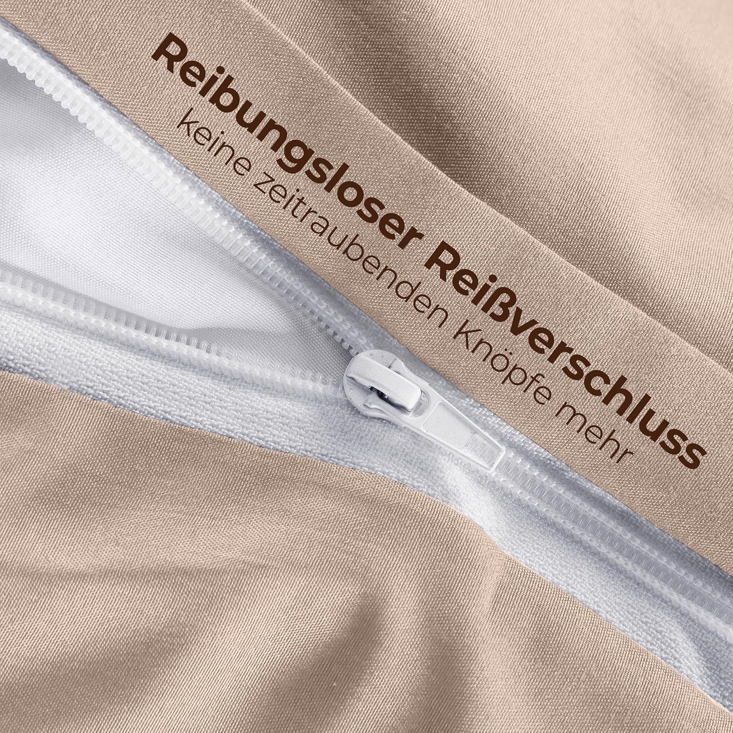 Thumbnail 5 de Utopia Bedding Bettwäsche-Set 135x200 (Mikrofaser) mit Bettbezug-Reißverschluss und Kissenbezug 80x80 – Beige