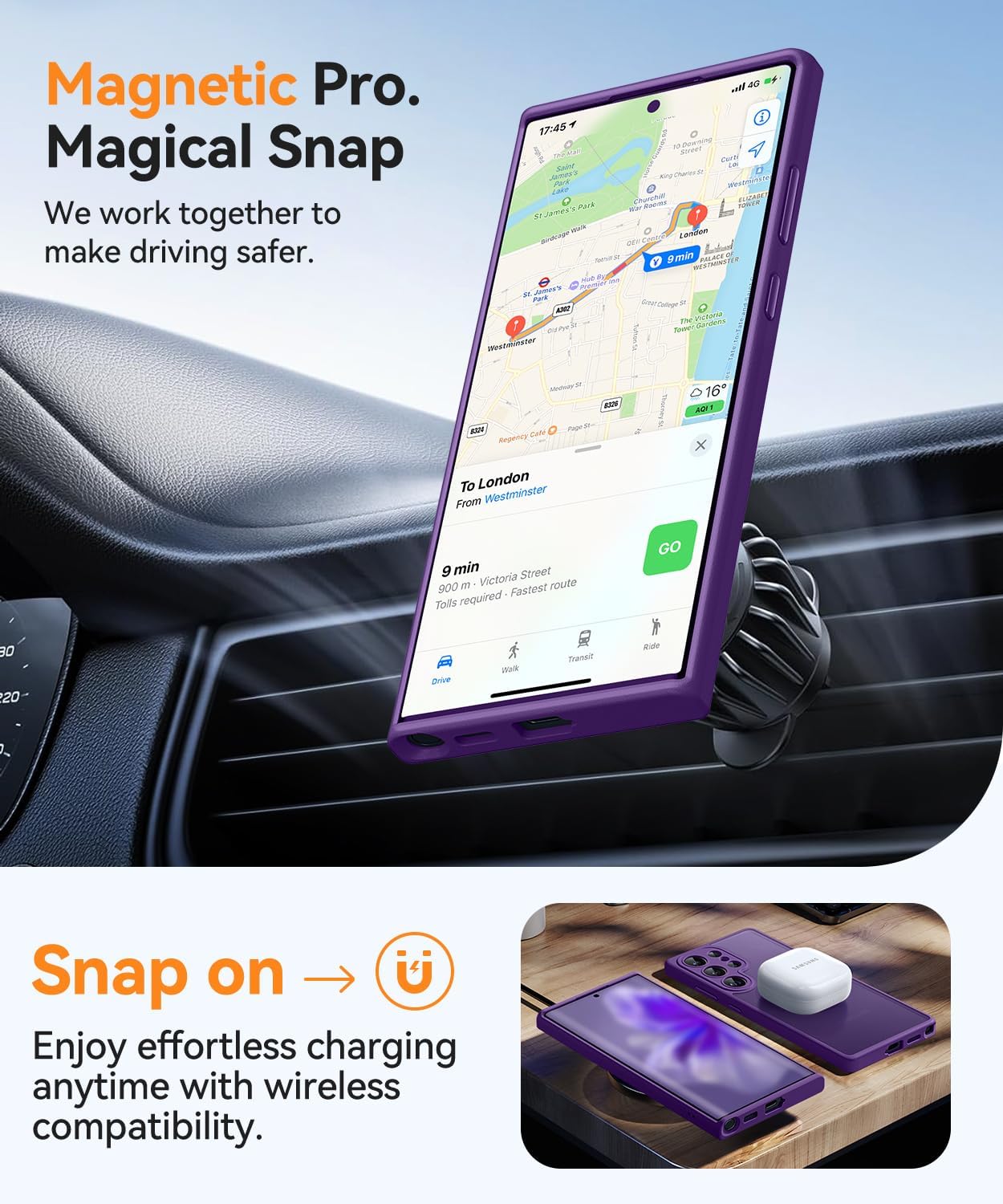 Thumbnail 3 de CANSHN Magnetica Cover per Samsung Galaxy S22 Ultra da 6,8” con protezione fotocamera totale, viola profondo