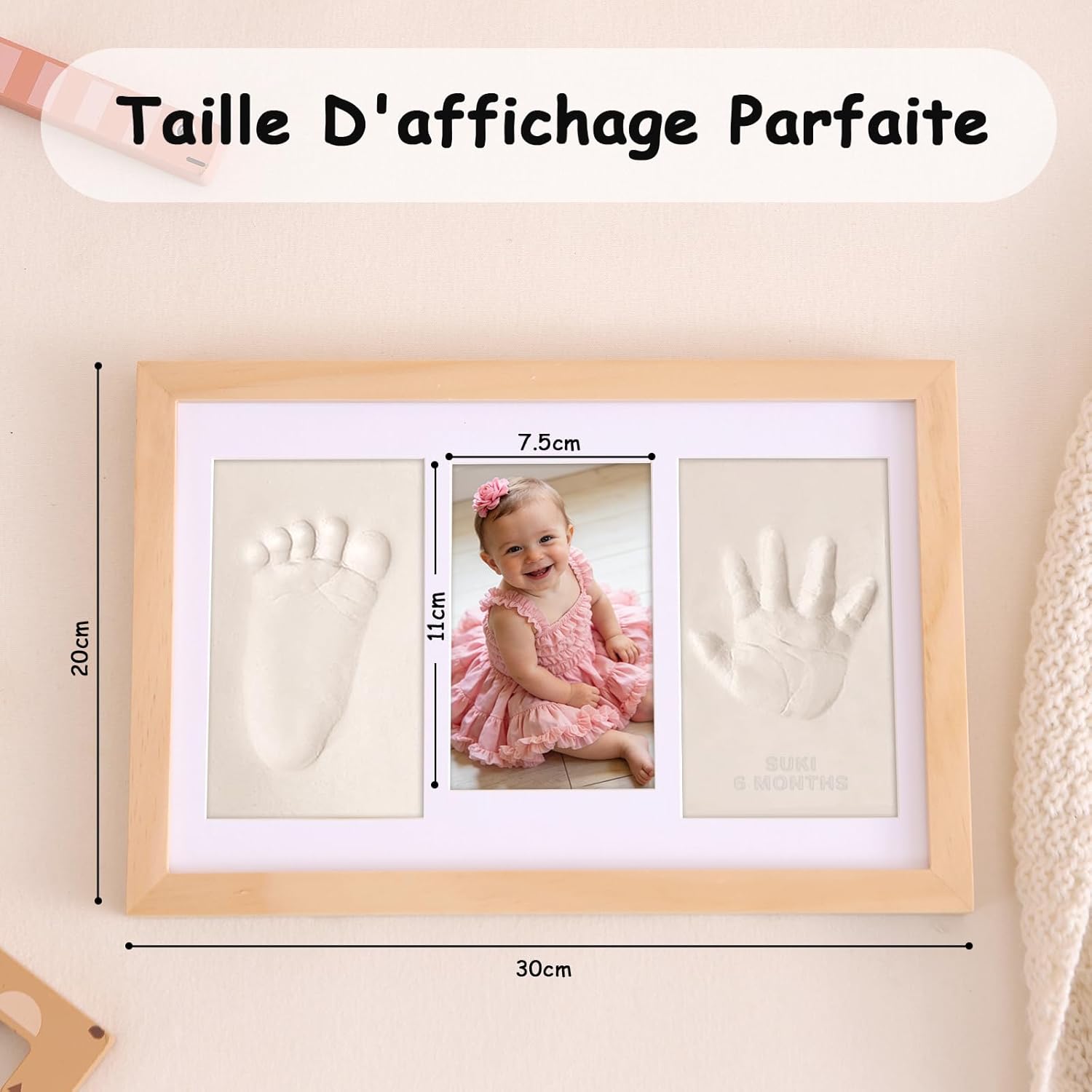 Thumbnail 4 de Yiukou Cadre Empreinte Main et Pied Bébé avec Argile – Kit personnalisé pour Naissance et Baby Shower
