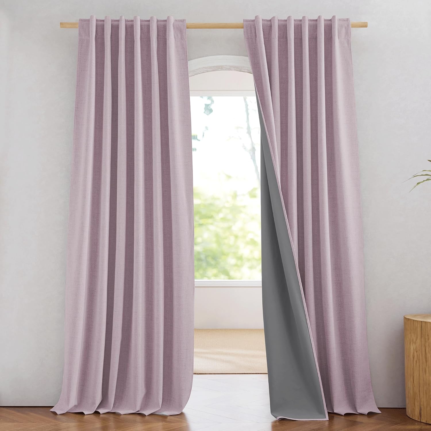 NICETOWN Vintage Linen Curtains, 52" Wide
