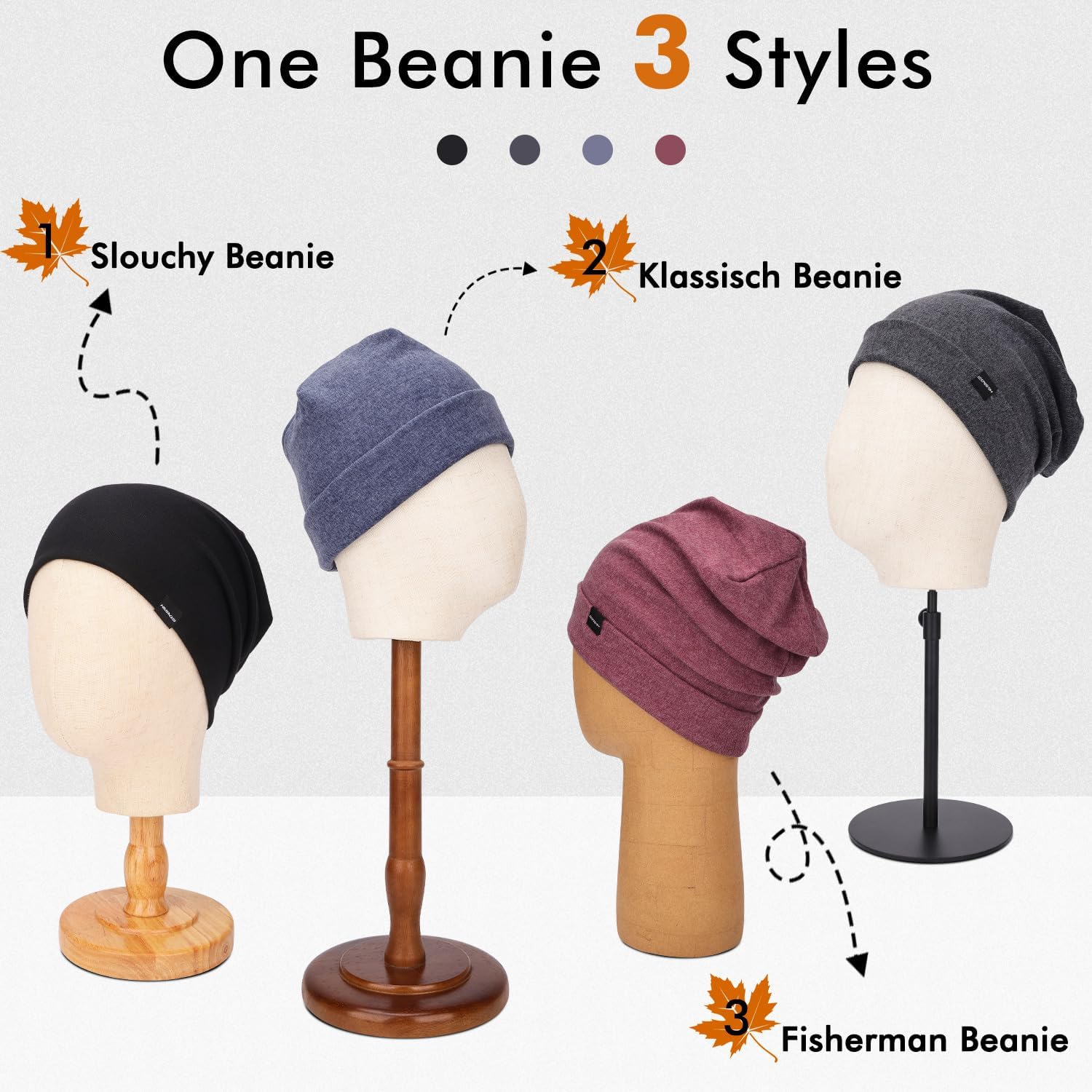 Detalle de Mütze Herren Damen Leichte Slouch Beanie – elastisch, atmungsaktiv und vielseitig