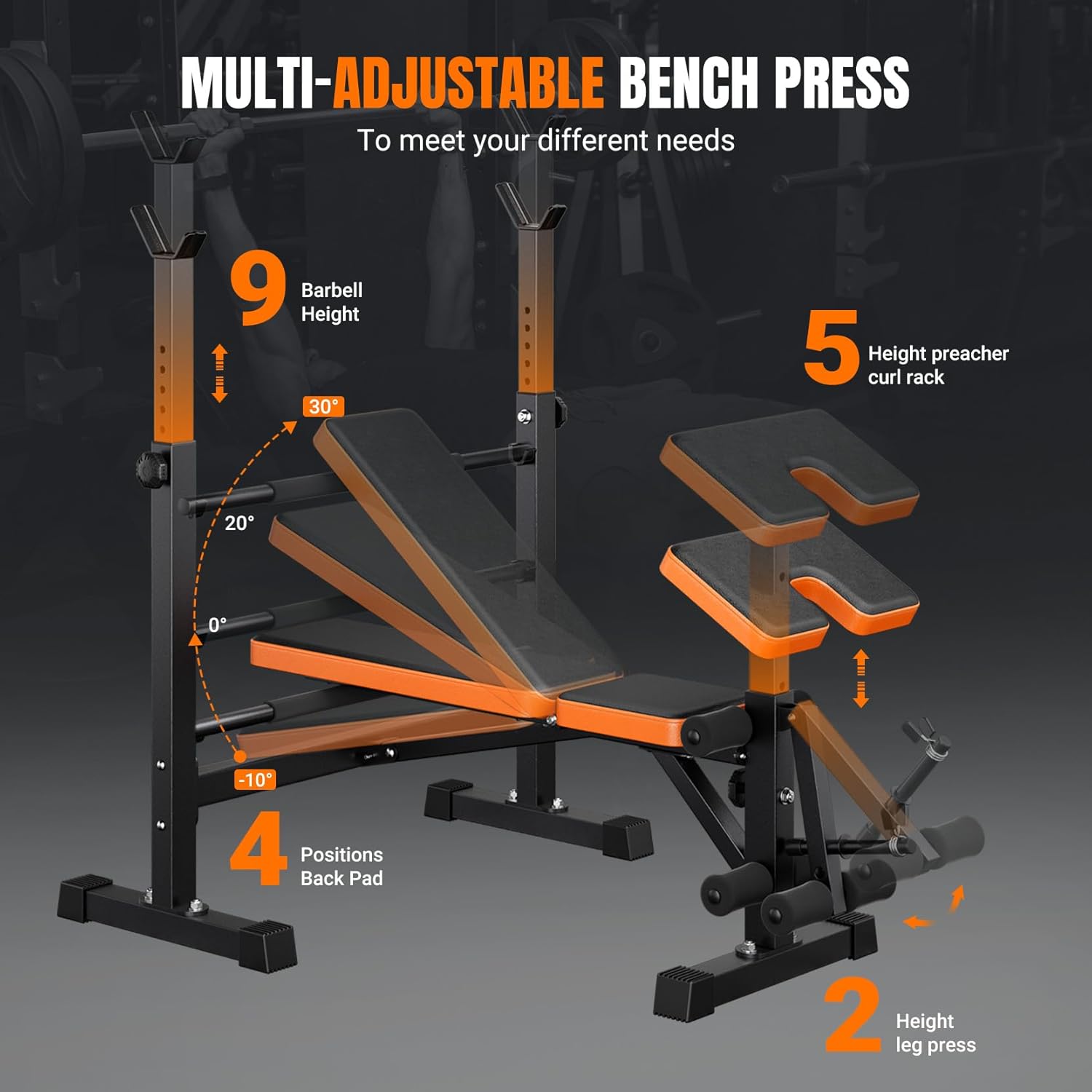 Detalle 2 de YOLEO Hantelbank Klappbar 250 kg Trainingbank