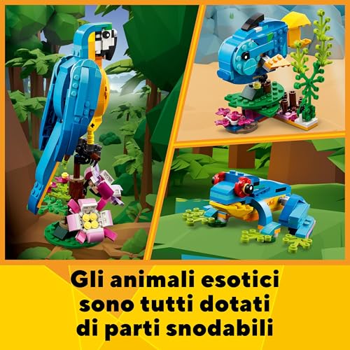 Detalle de LEGO Creator 31136 Pappagallo Esotico 3-in-1: pesce, rana e pappagallo per bambini dai 7 anni