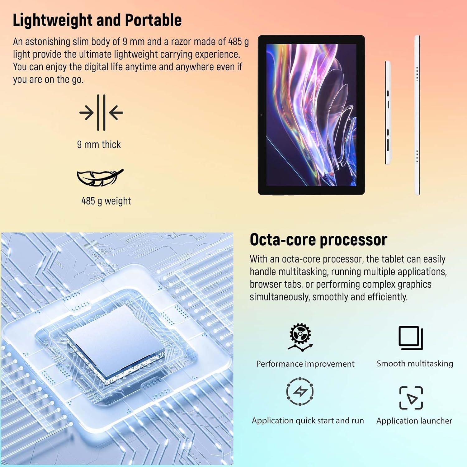 Thumbnail 3 de Byxsb 10-inch Android 15 Tablet with Octa‑Core, 20GB RAM and HD IPS Touchscreen (White)