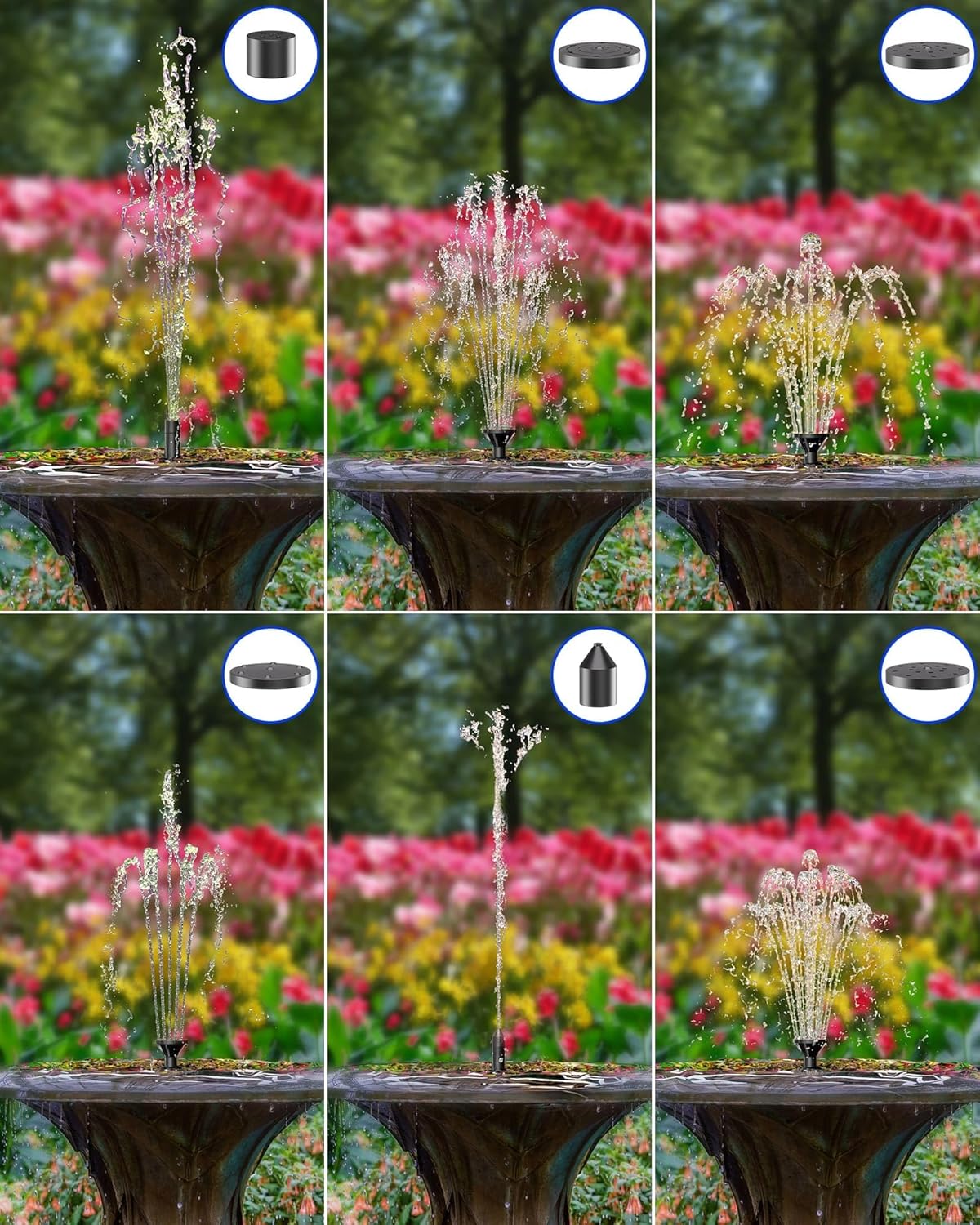 Detalle 2 de Biling Solar Water Fountain Pump for Bird Bath (2.5W) with 6 Nozzles and 4ft Tubing
