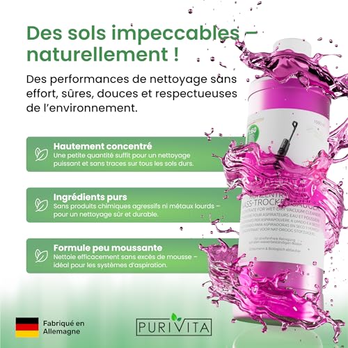 Detalle de PURIVITA Nettoyant Sol Concentré Aspirateur Laveur – Magnolia, 1L