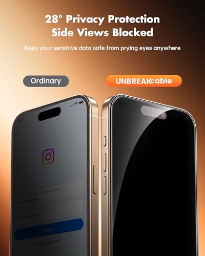 Detalle 2 de UNBREAKcable Privacy Screen Protector for iPhone 16 Pro 6.3"