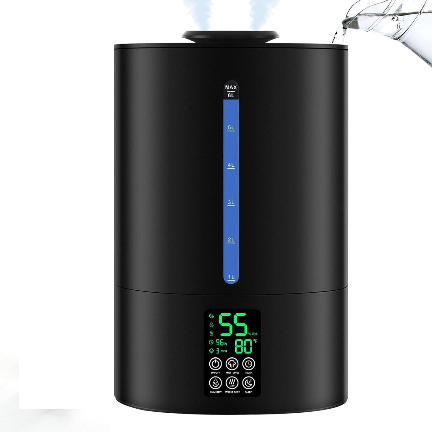Coolfiqu 6L Warm & Cool Mist Humidifier (Top-Fill) with 360° Nozzle, Quiet Sleep Mode & Essential Oil Diffuser