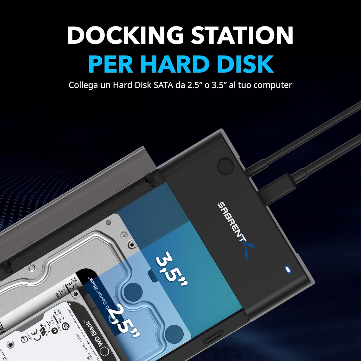 Detalle de SABRENT EC-DFLT docking USB 3.2 SSD/HDD SATA