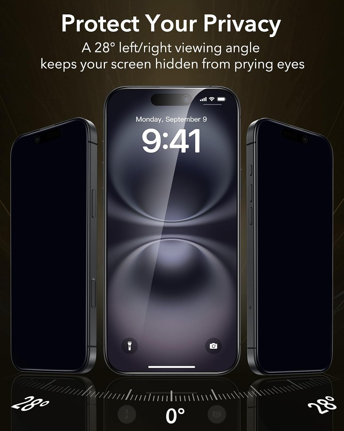 Detalle de ESR Armorite Pro Privacy Screen Protector for iPhone 16/15, 3-Pack