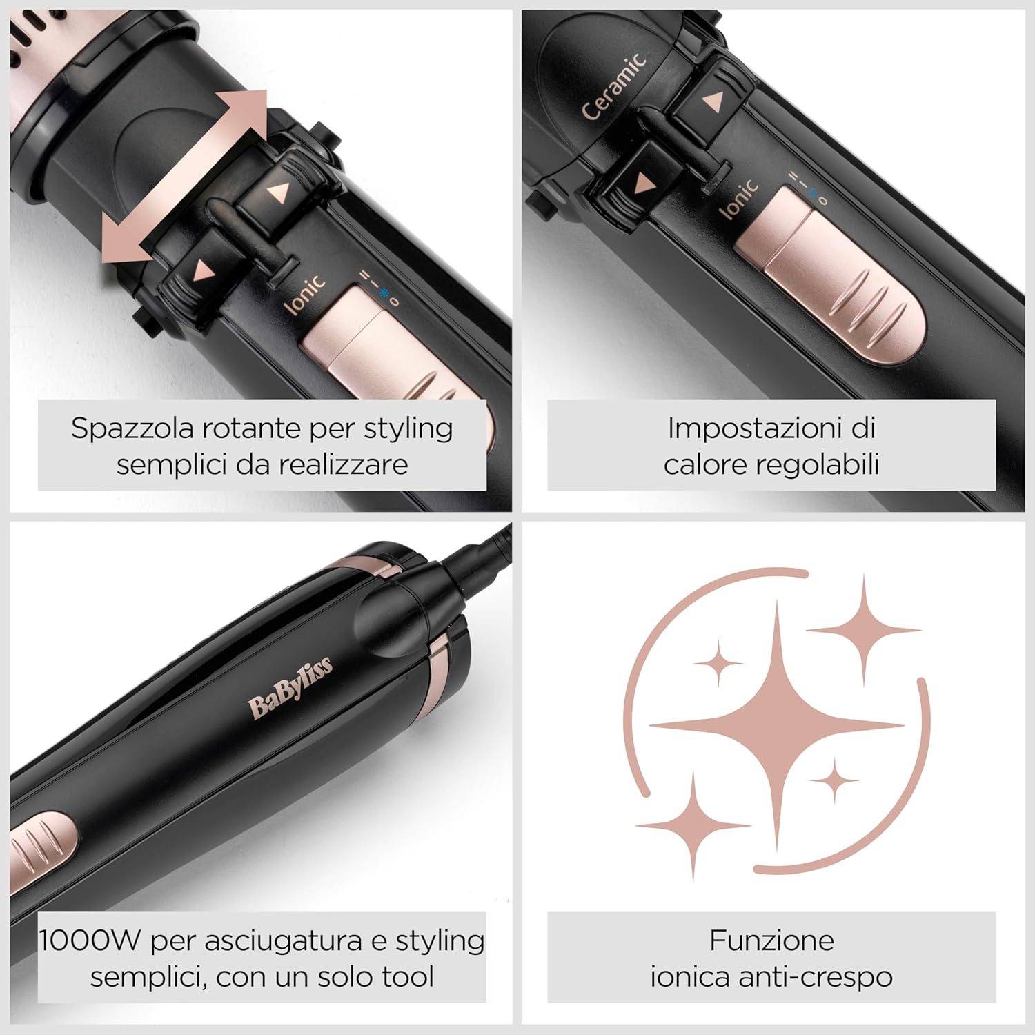 Thumbnail 6 de BaByliss Spazzola rotante ad aria calda AS200E con 4 accessori intercambiabili