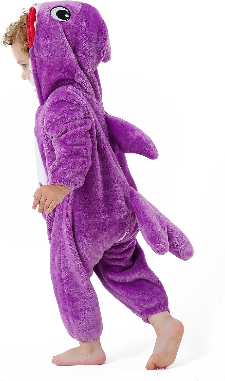Detalle de DILUFUN Baby Shark Onesie Costume, Flannel with 3D Hood and Two-Way Zipper