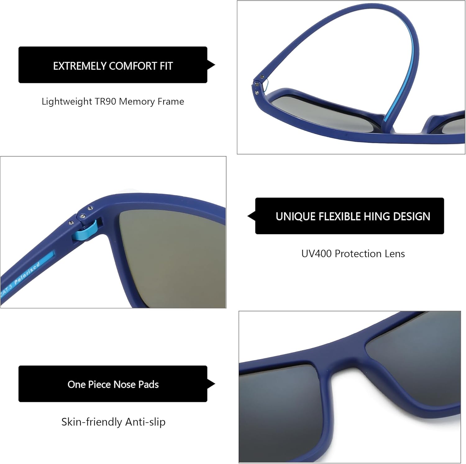 Thumbnail 3 de ZENOTTIC Occhiali da sole polarizzati uomo in TR90 con lenti UV400 e montatura quadrata leggera