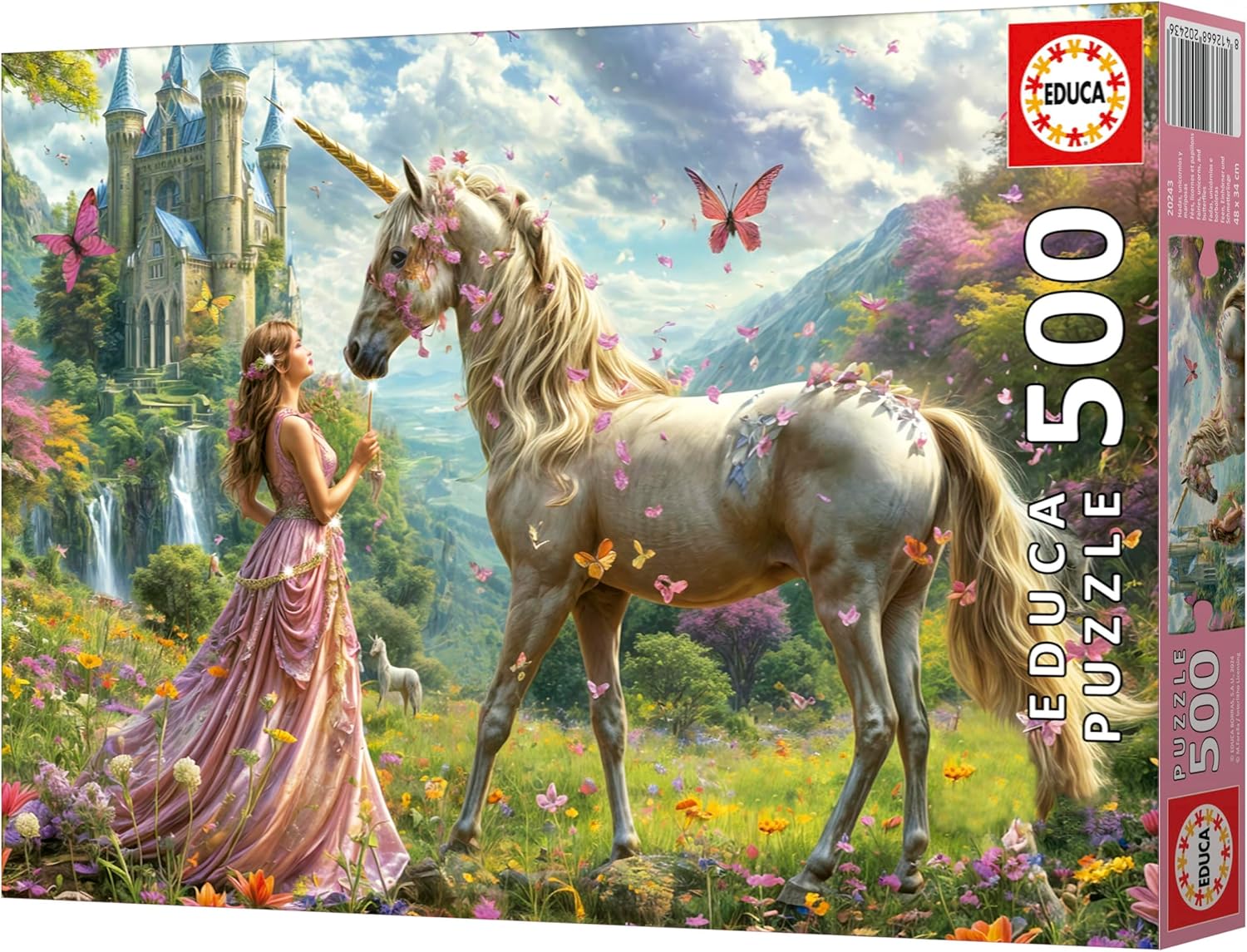 Thumbnail 3 de Puzzle Educa Fées Licornes Papillons Fantaisie arc-en-ciel (500 pièces) – 48 x 34 cm, dès 11 ans