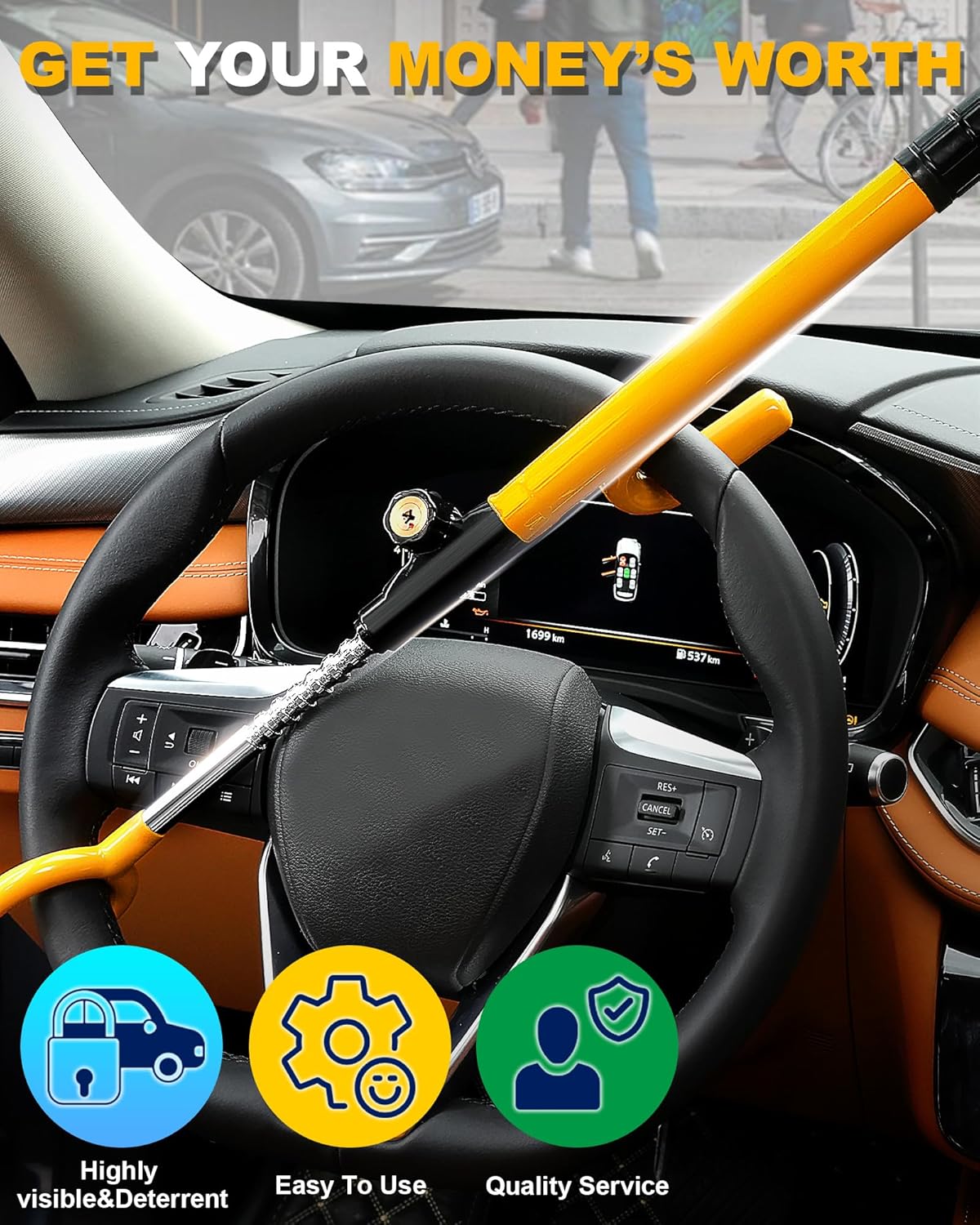 Thumbnail 6 de Tevlaphee steering wheel lock 35 cm universal