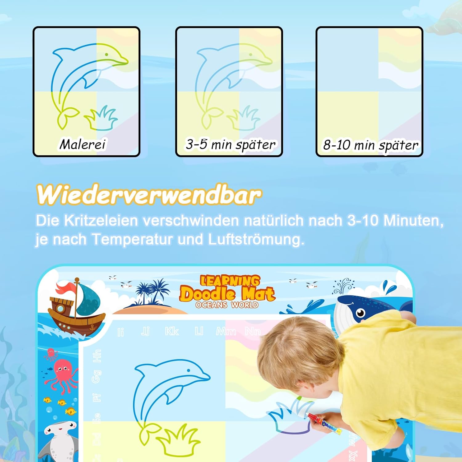 Detalle de chellago Malmatte Aqua Magic fĂŒr Kinder ab 1 Jahr đš