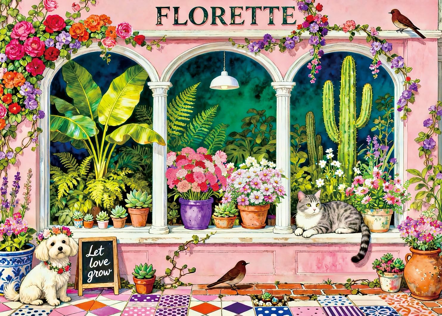 Detalle de Puzzles 500 Pieces for Adults: Colourful Florette Flower Jigsaw Puzzle