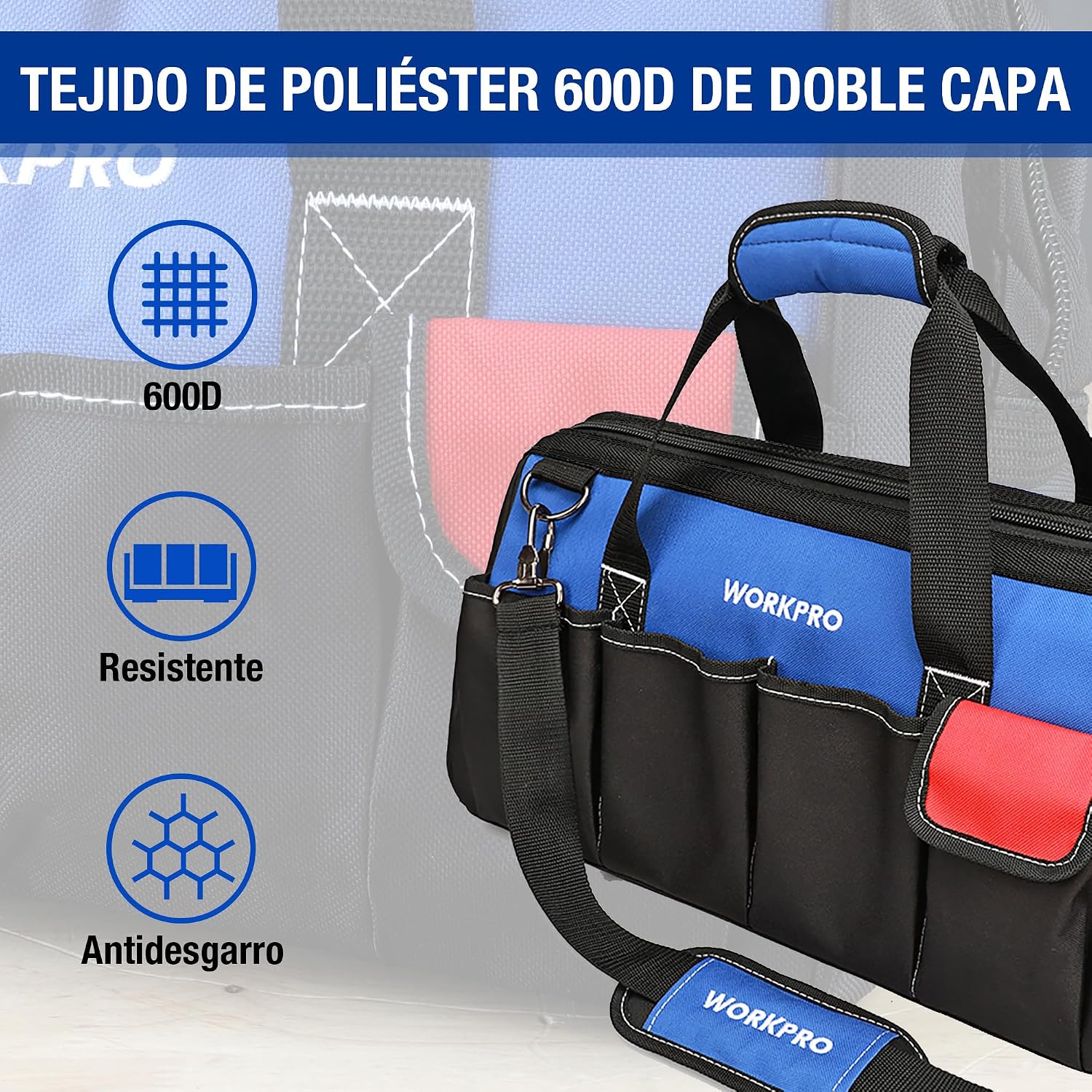 Detalle 2 de WORKPRO Bolsa de herramientas 35 cm