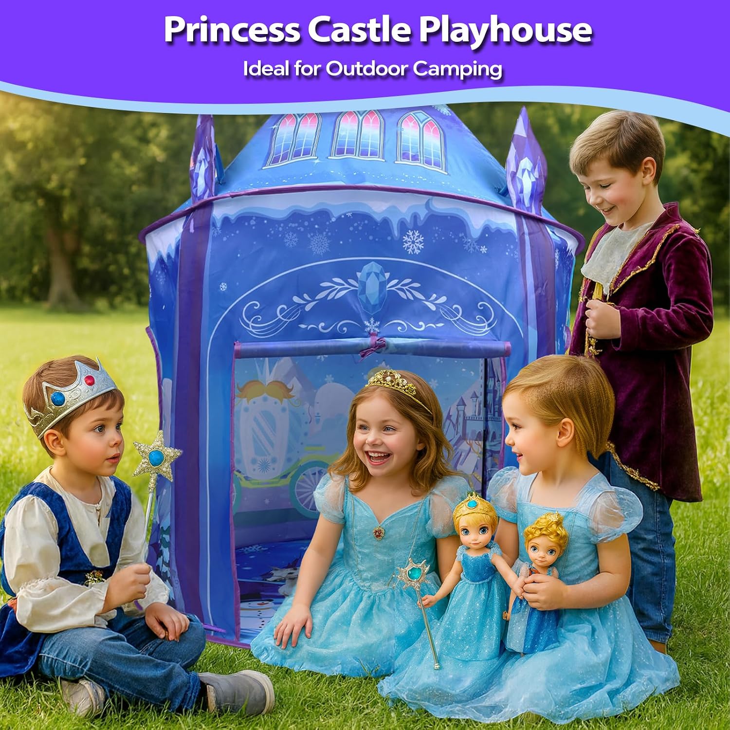Detalle de Princess Ice Castle Play Tent for Girls (Ice Castle Wendy House) – Pop-Up Indoor/Outdoor Kids Toy Playhouse
