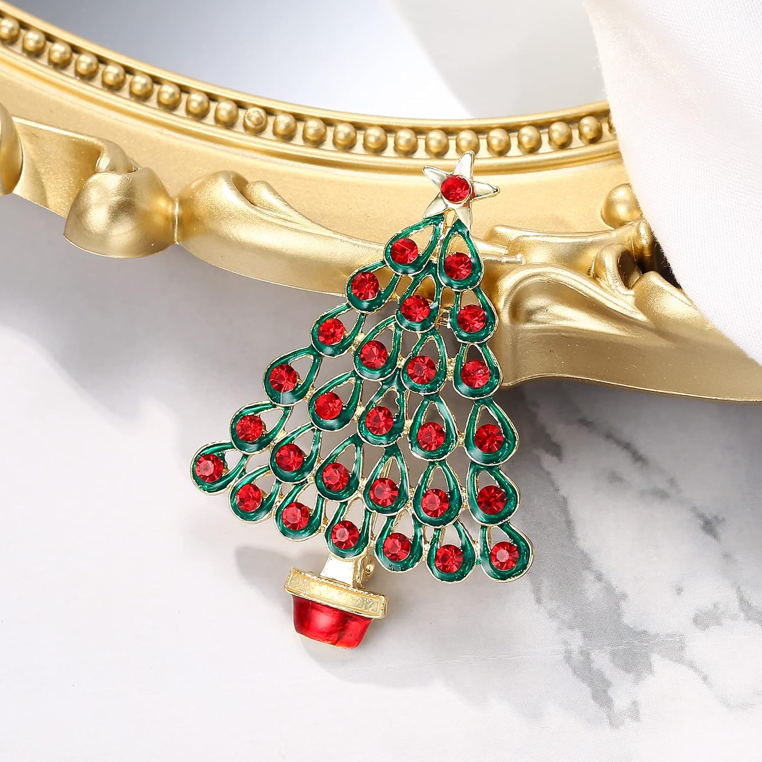 Detalle 2 de Clearine Albero di Natale Spilla Xmas Star Hollow – Goccia con Strass in Cristallo