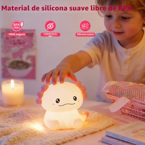 Detalle 2 de Gemmac Ajolote: Luz nocturna LED regulable en silicona con 7 colores y temporizador