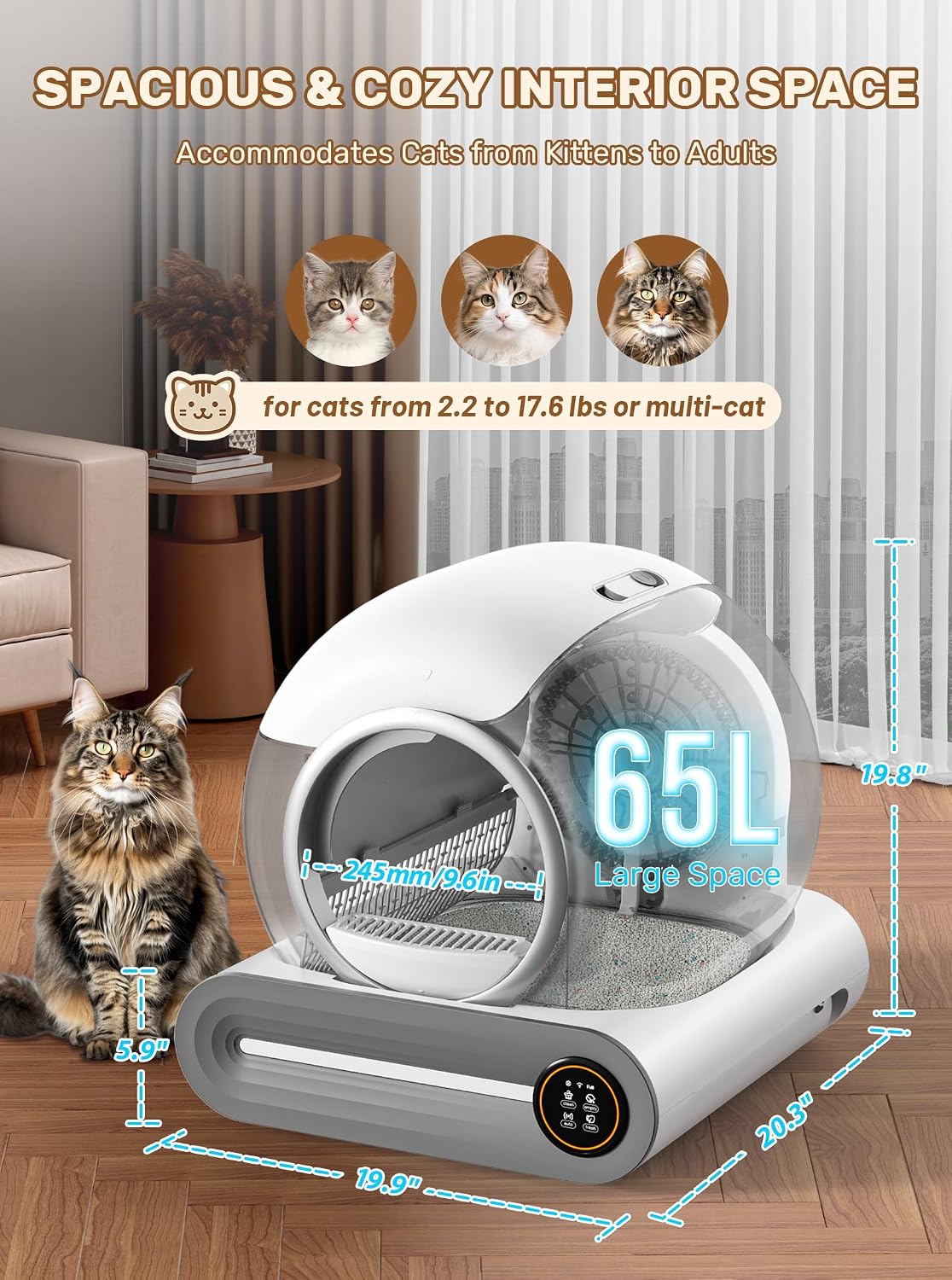 Detalle 2 de Automatic Litter Box 65L Capacity