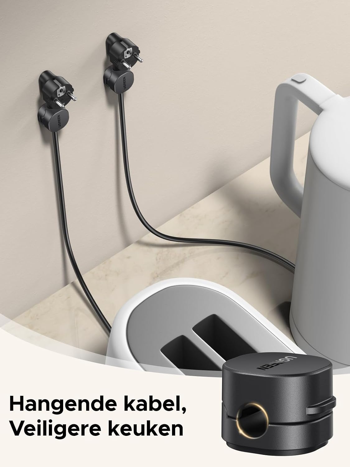 Detalle de UGREEN 6-delige magnetische kabelhouders, zelfklevend en geschikt voor kabels tot 7,5 mm