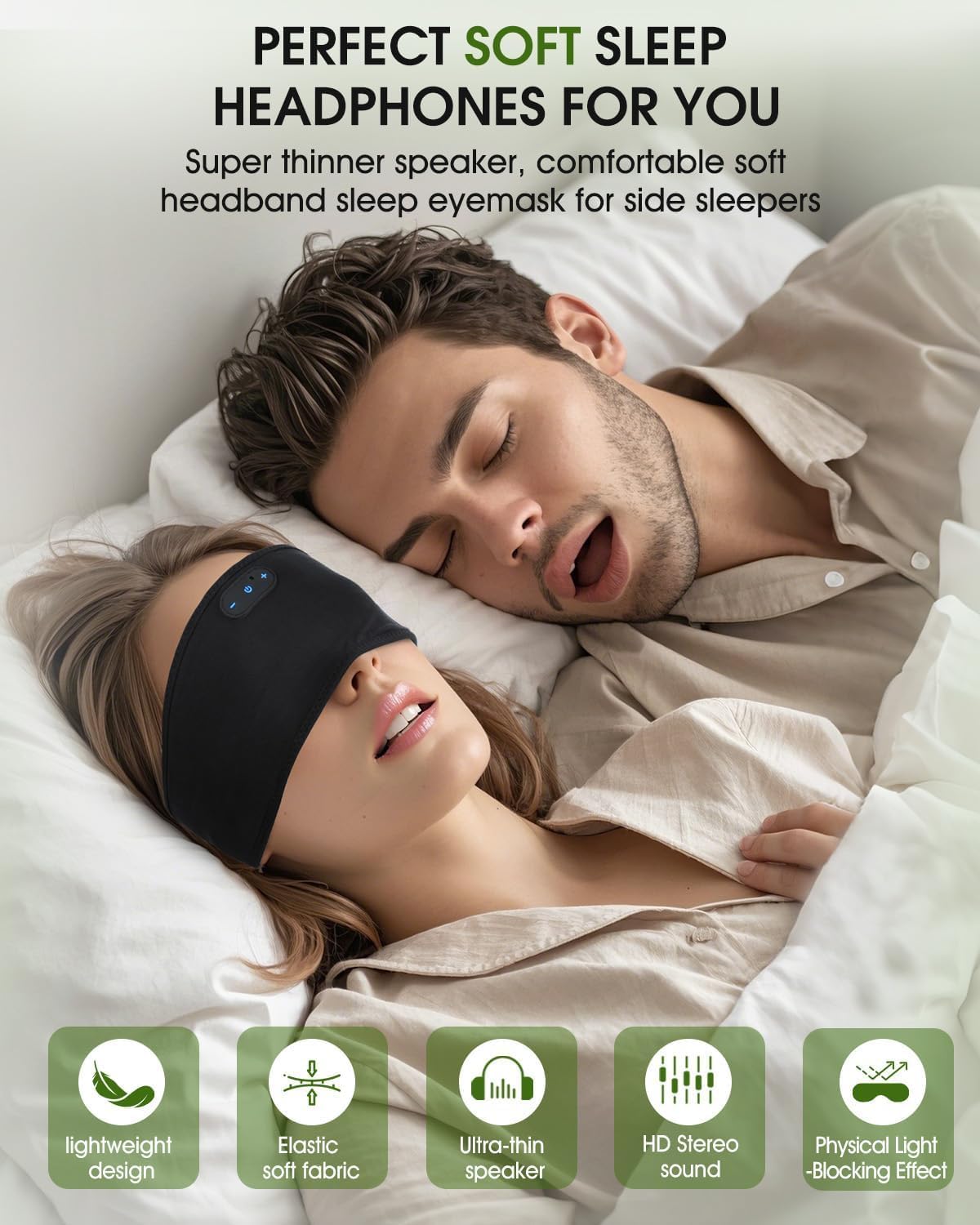 Detalle de ZHENYEMEI Sleep Headphones with Bluetooth 5.4