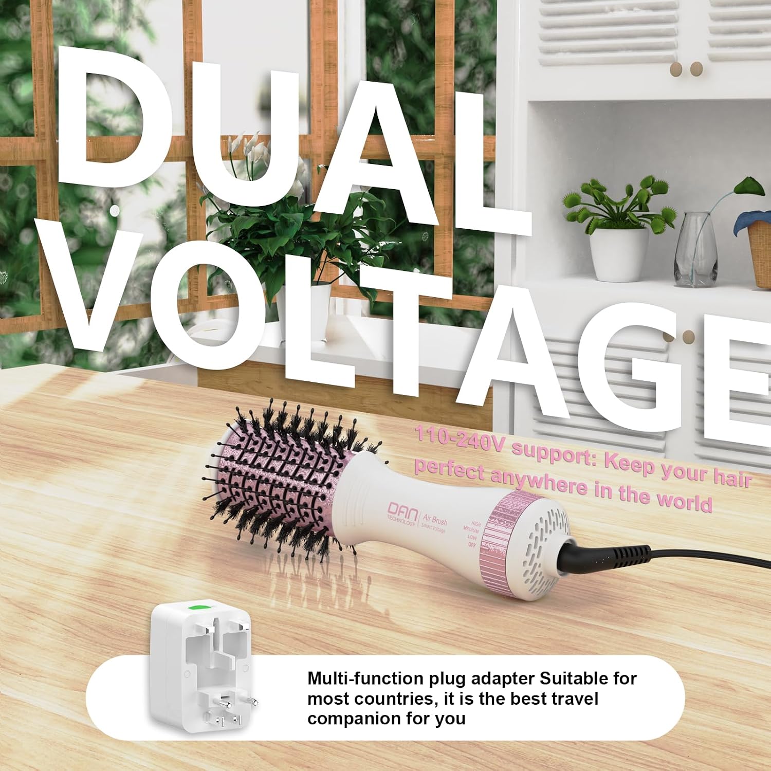 Detalle 2 de DAN Auto Dual Voltage Hair Dryer Brush 2in 🌬