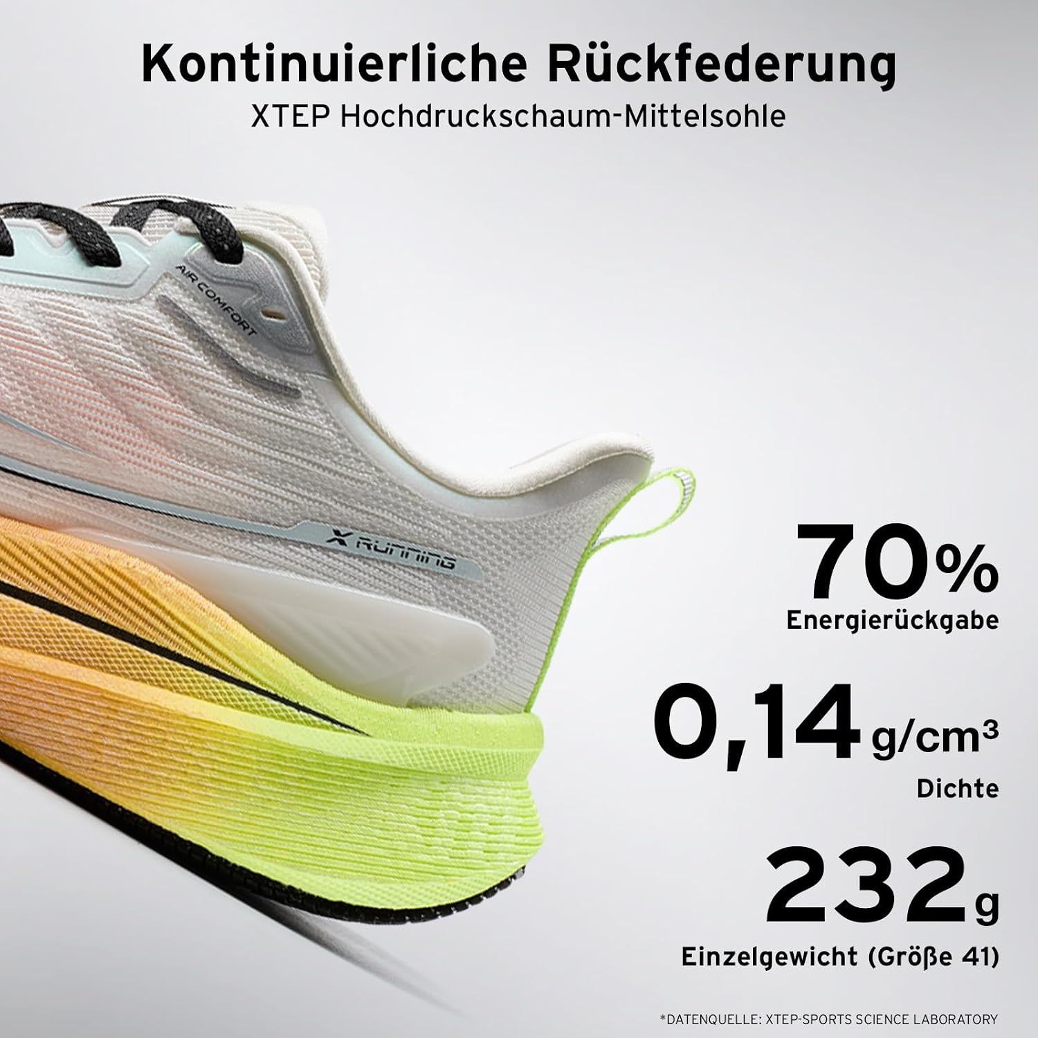Detalle de XTEP Professionelle 2000km Herren-Laufschuhe – hohe Dämpfung für lange Trainingsläufe