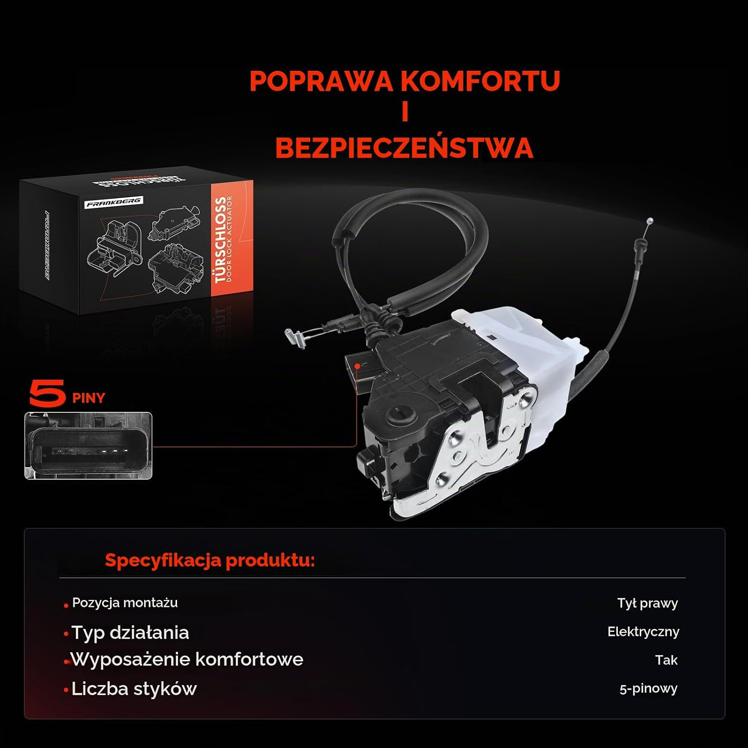 Detalle de Frankberg 81420-D3000 – elektryczny zamek prawych tylnych drzwi Tucson TL/TLE
