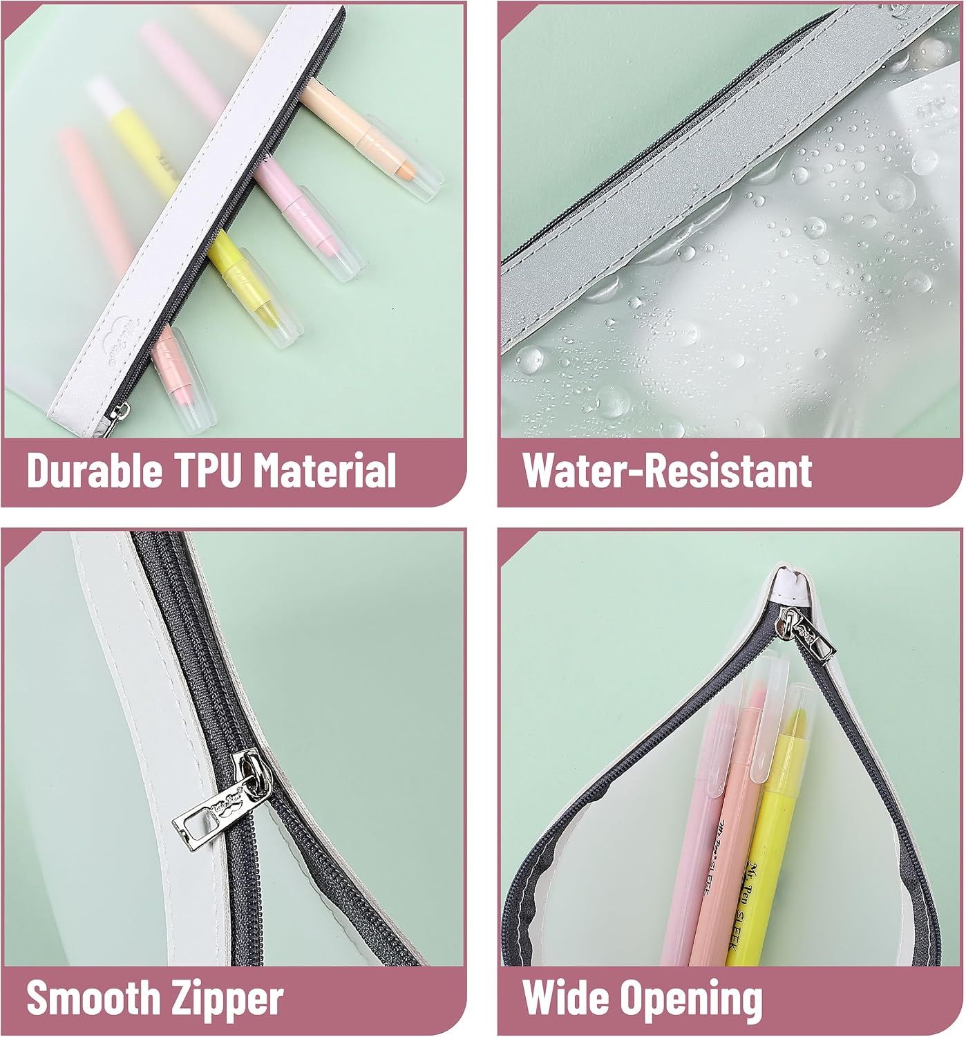 Detalle de Mr. Pen Clear Pencil Pouch, 8.50 x 4.25 in