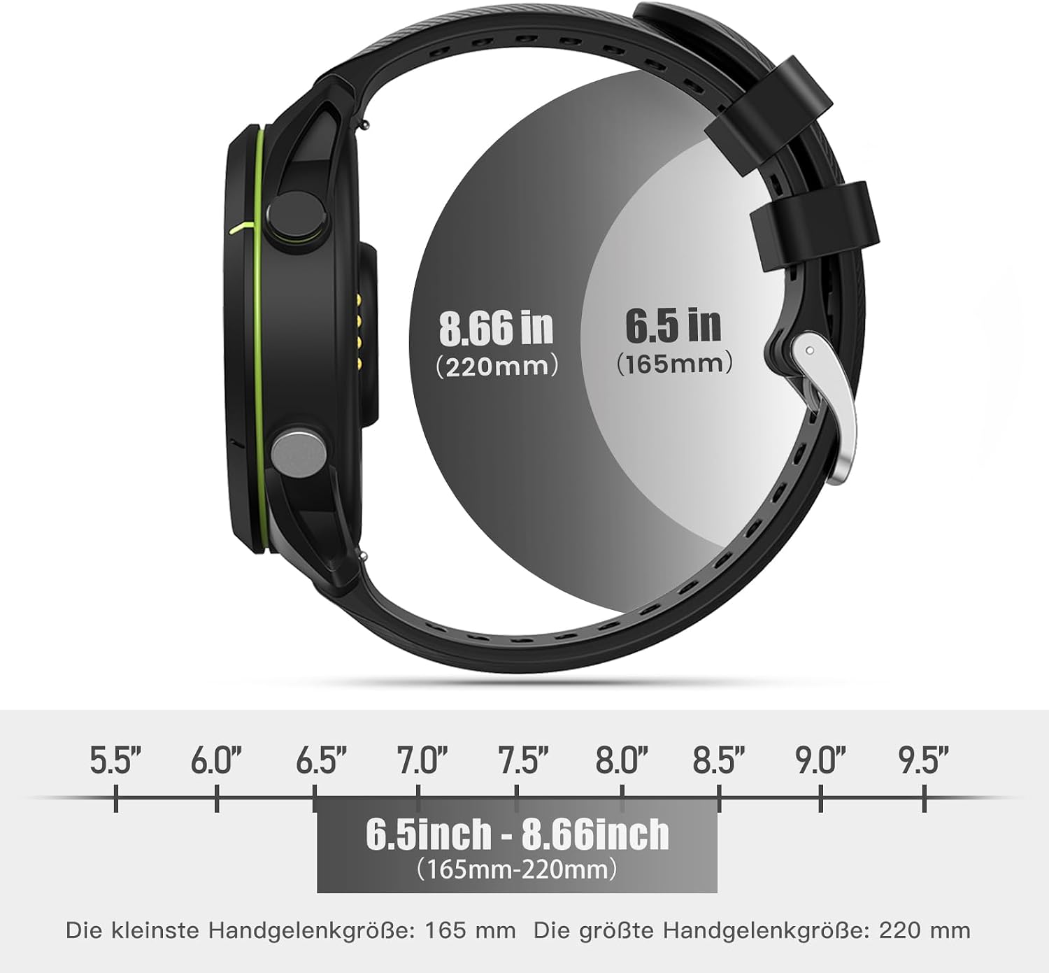 Detalle 2 de ANBEST Silikon-Armband (22 mm) kompatibel mit Garmin Forerunner 255/Vivoactive 4/Venu 2 & weiteren Uhren – Schnellverschluss
