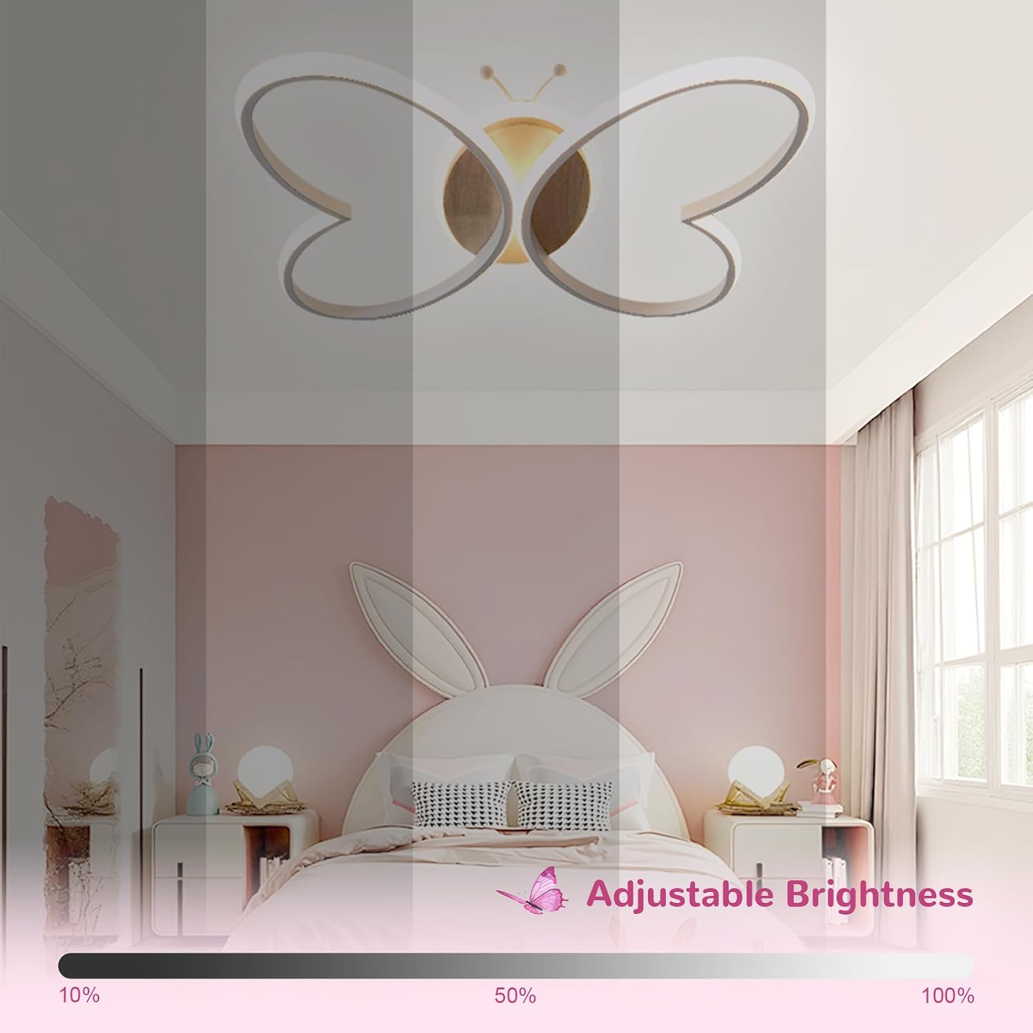 Detalle de Dythwron Lampada da soffitto a forma di farfalla per cameretta – LED 58W, 5800lm, 58 cm
