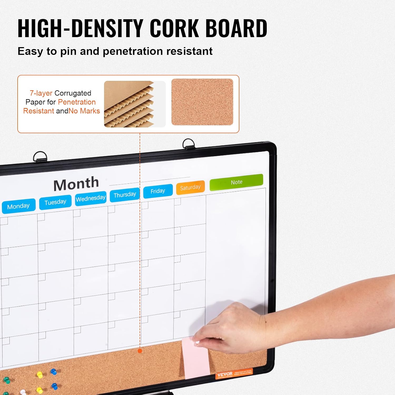 Thumbnail 3 de VEVOR Calendar Whiteboard and Cork Board, 24 x 18 in