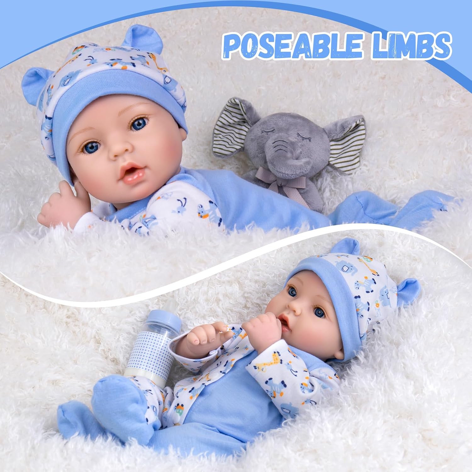 Detalle 2 de Aori Reborn Boy 18" Realistic Newborn Doll with Weighted Body and 6-Piece Accessory Set