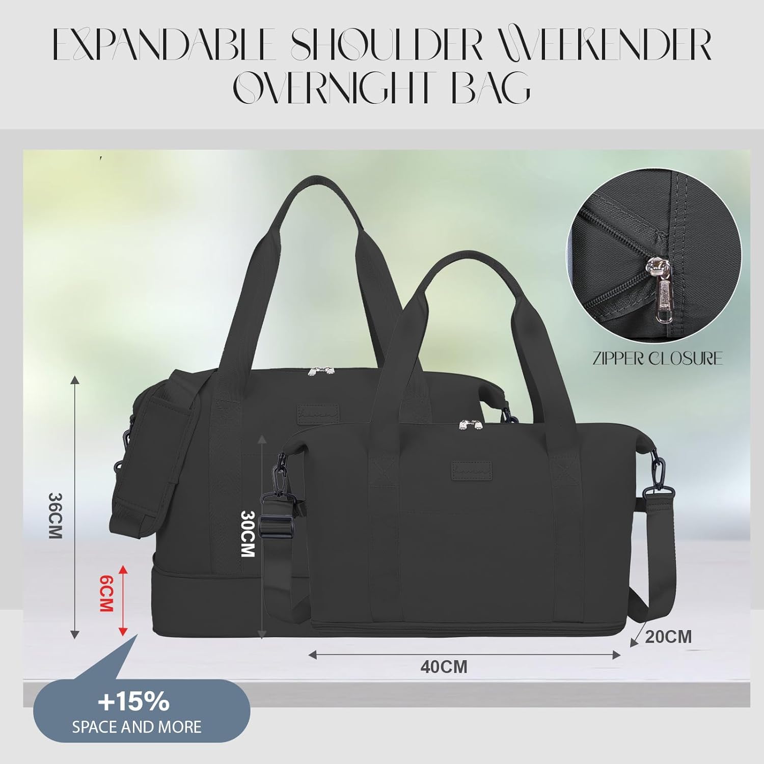 Detalle 2 de Hayayu expandable convertible cabin bag for Ryanair & EasyJet (40x30x20 / 45x36x20)