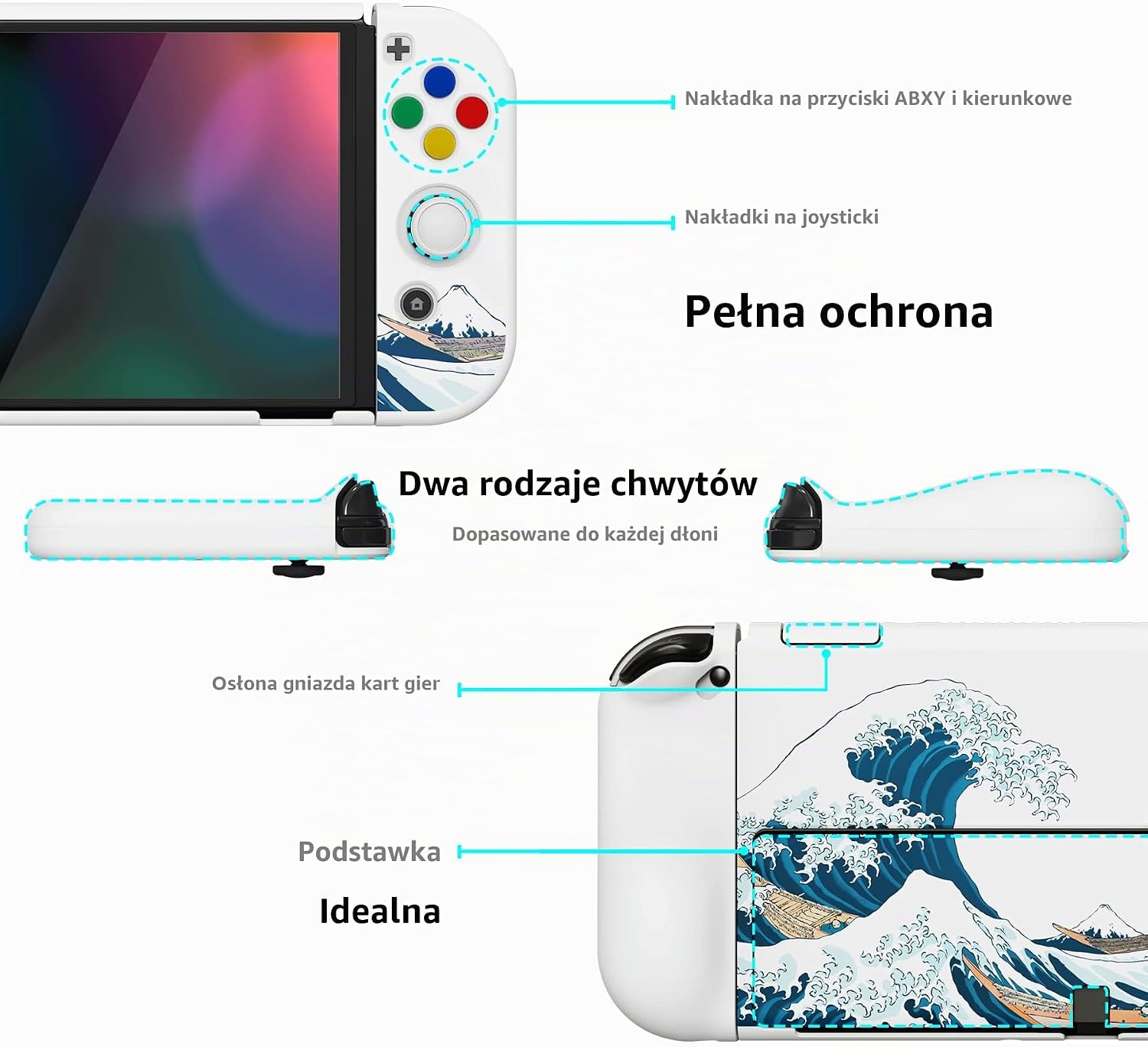 Detalle 2 de PlayVital AlterGrips – etui do Nintendo Switch OLED z ergonomicznymi uchwytami
