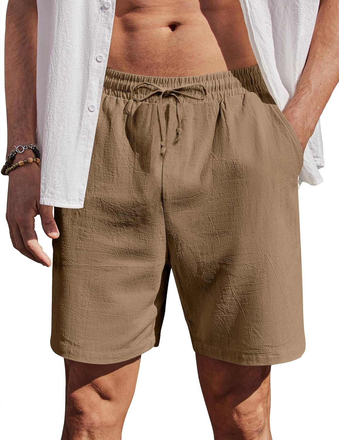 Detalle de COOFANDY Shorts Homme Décontracté en coton – plage et quotidiennes