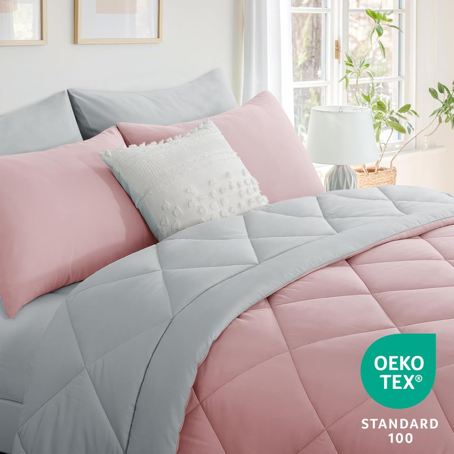 Thumbnail 4 de Aisbo Coverless Duvet King Size 10.5 Tog – Pink/Grey, 230 x 220 cm