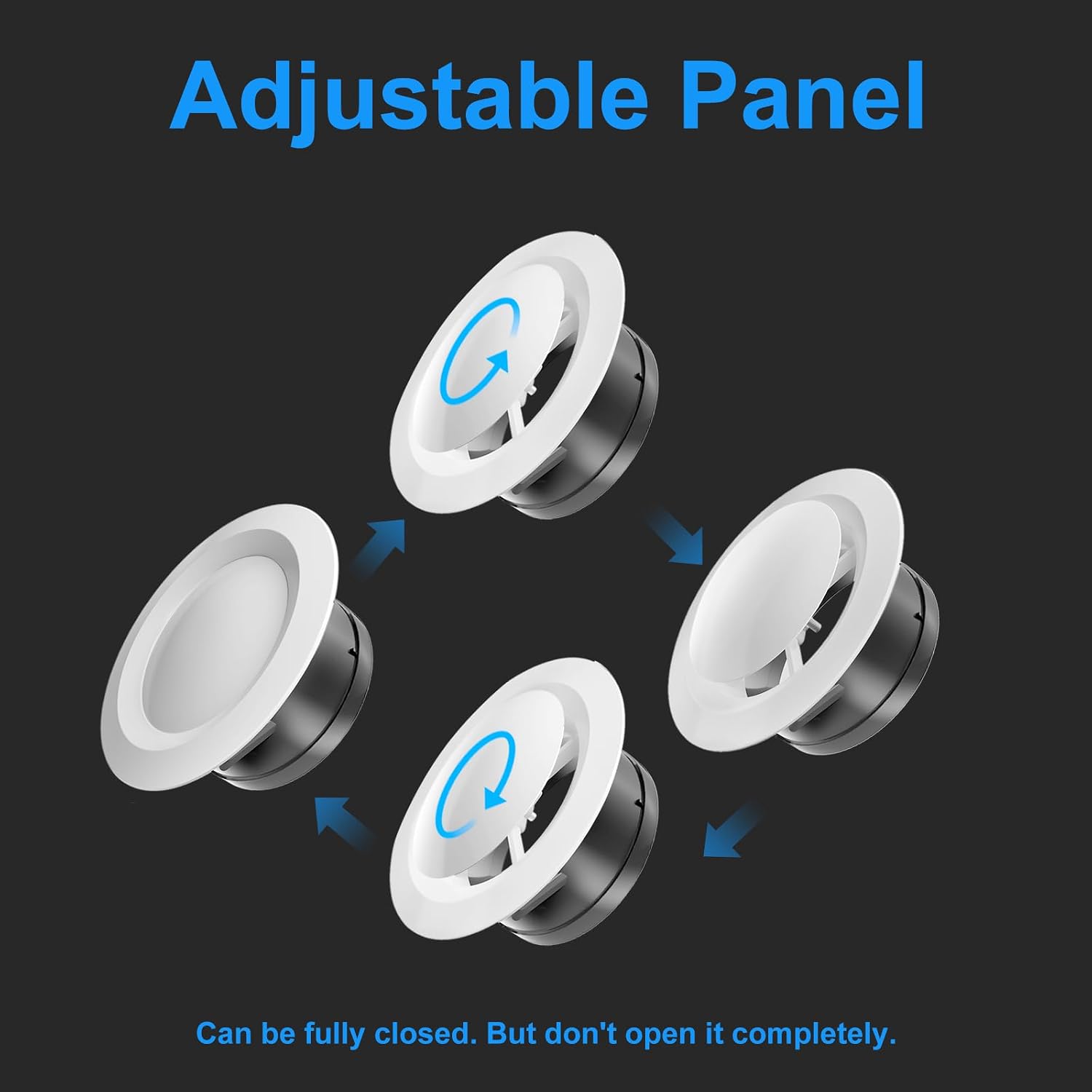 Detalle de Hon&Guan 5 Inch Adjustable Air Vent (125mm) – No Drilling, Round Ceiling/Wall Vent for Caravans and Homes